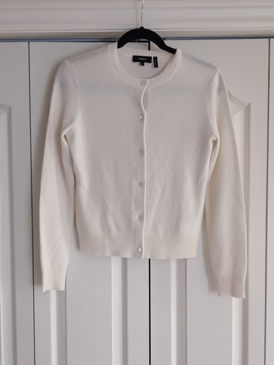Theory Sweaters - Theory Cream 100 Cashmere Crewneck Button-Front Cardigan